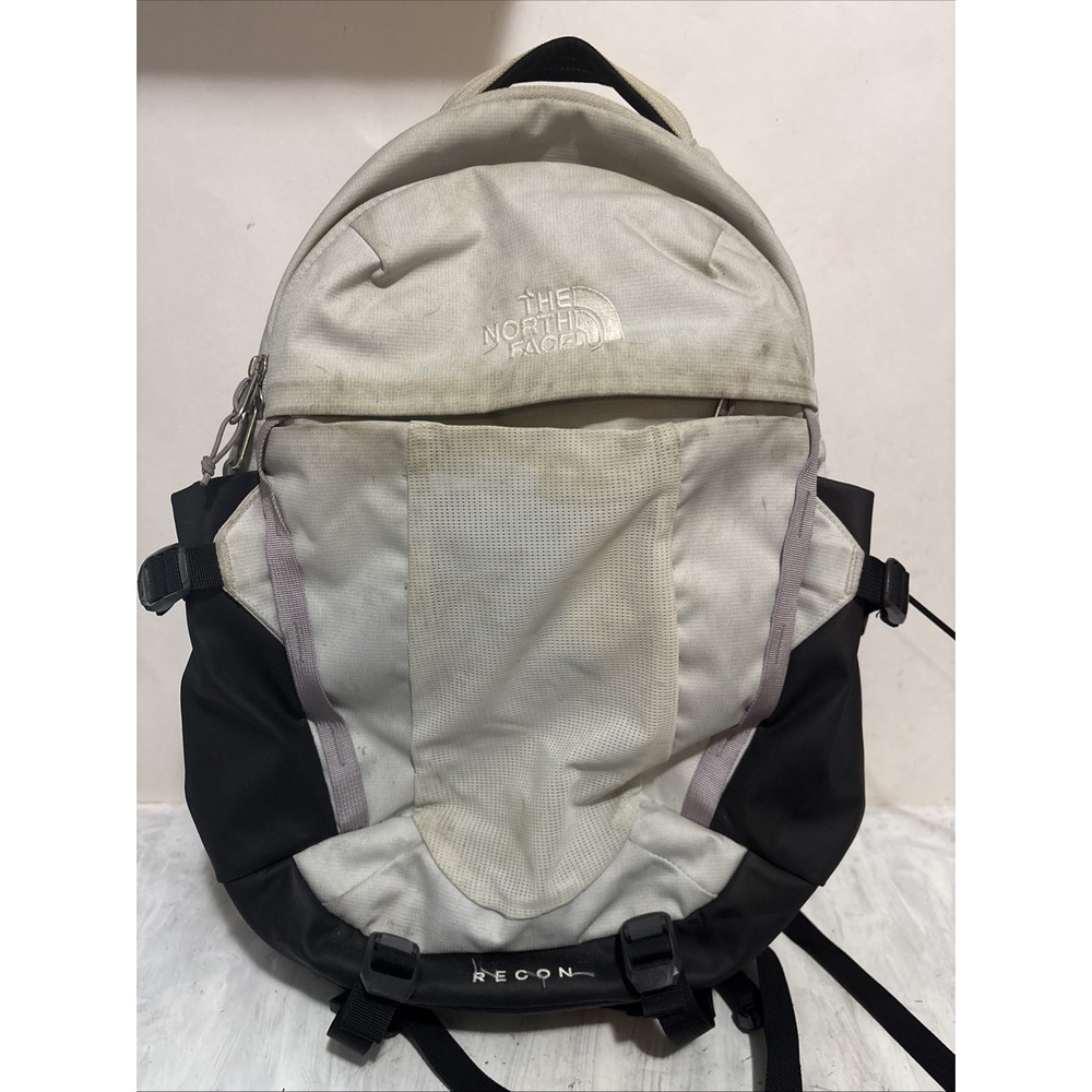 The North Face Recon Backpack Gray White Purple Laptop School Hiking Bag